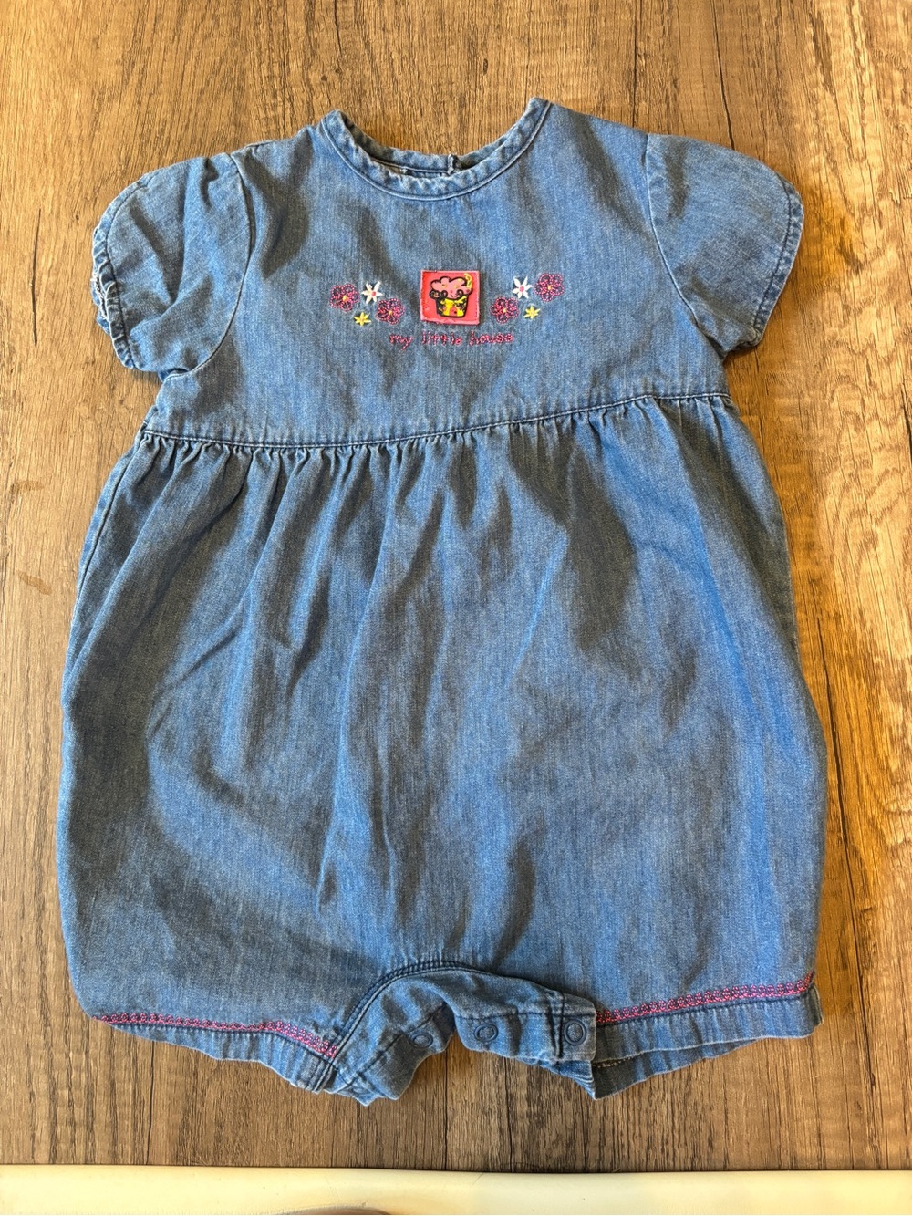 Vintage 90s 2000s Y2K Toddler Bubble Romper Denim Healthtex Little House 24M